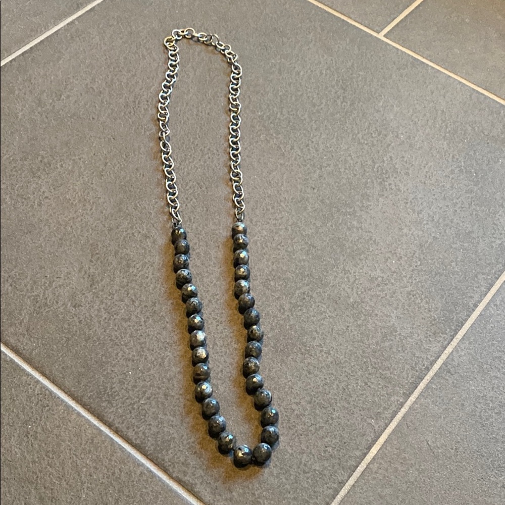 Elegant silver link and Beaded Necklace